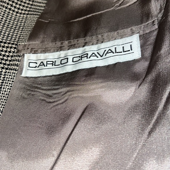Carlo Cravalli 100% Wool Black & White Houndstooth Blazer - Picture 4 of 4